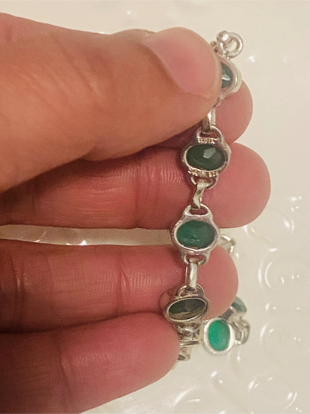 New/ Unused Genuine Green Onyx Sterling Silver Bracelet - photo 4