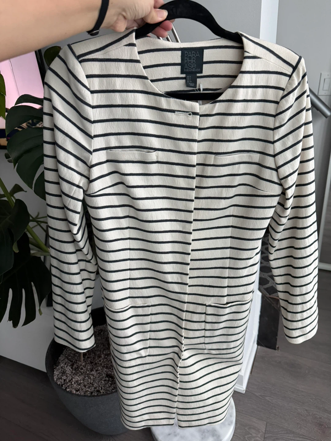 BRAND NEW Black and White Striped Long Jacket