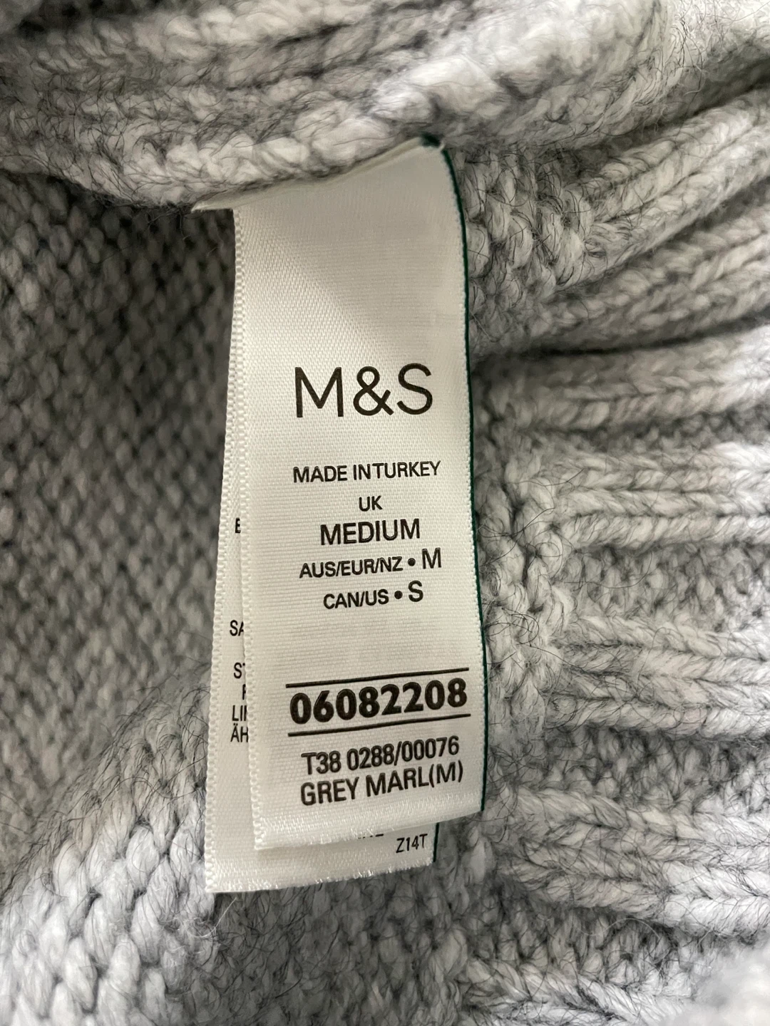 M&S Grey Marled Cable Knit Sweater with Embellishments - Medium - photo 5