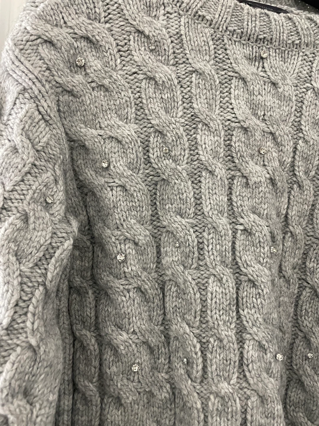 M&S Grey Marled Cable Knit Sweater with Embellishments - Medium - photo 2