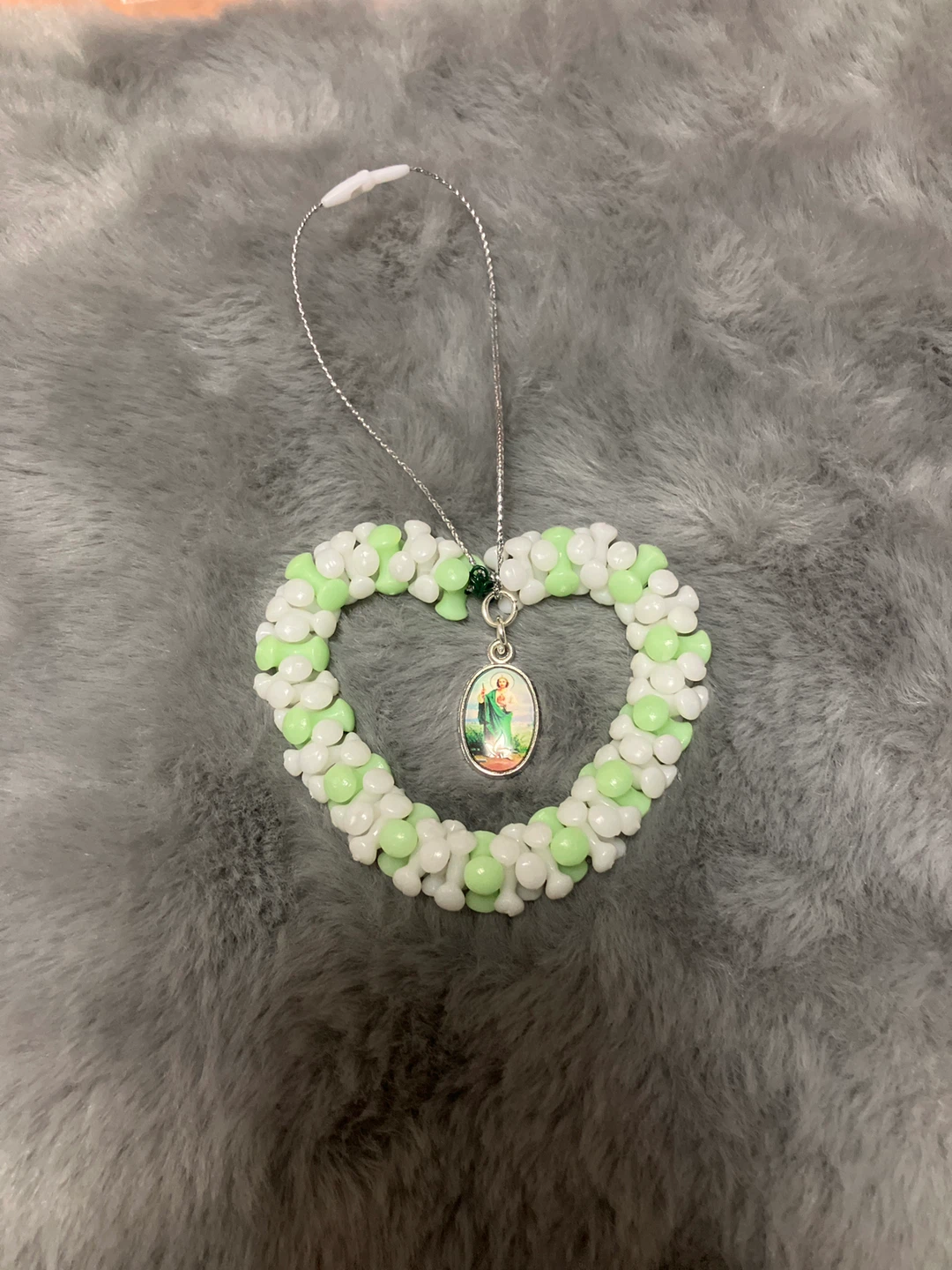 Heart Shaped Beaded Ornament with Charm