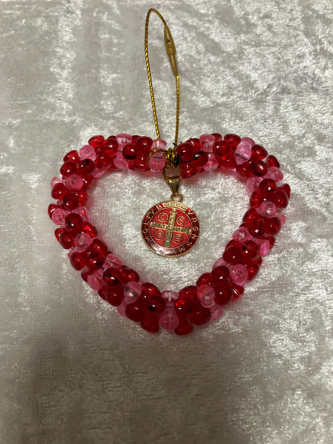Heart Shaped Beaded Ornament with Charm - photo 5