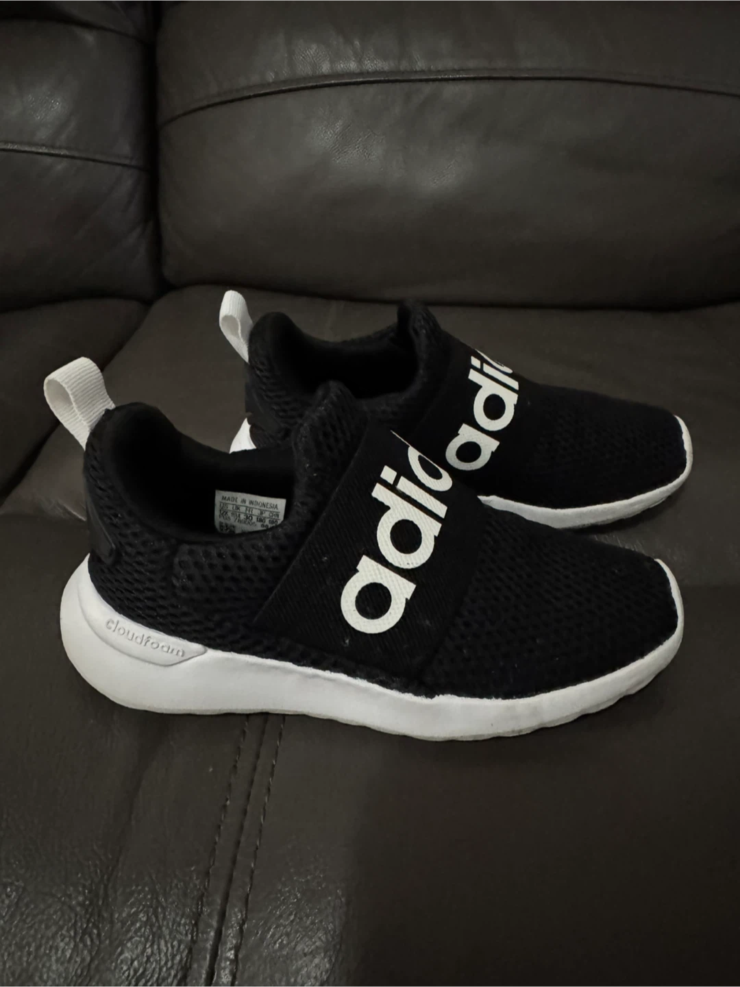 Adidas Kids Cloudfoam Black Slip-On Shoes Size 12K