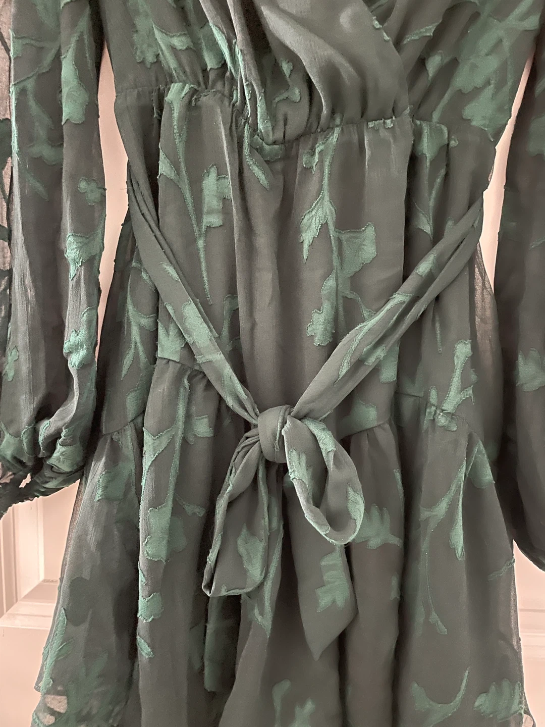 Ever New Petite Dark Green Floral Burnout Wrap Dress - Size 4 - photo 2