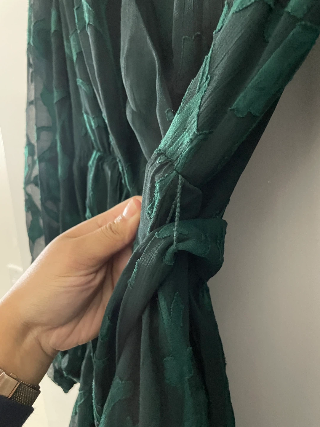 Ever New Petite Dark Green Floral Burnout Wrap Dress - Size 4 - photo 4