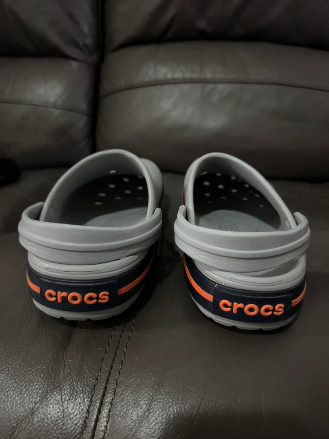 Crocs Classic Clog Sandals Gray Orange Navy Size 9M/11W - photo 2