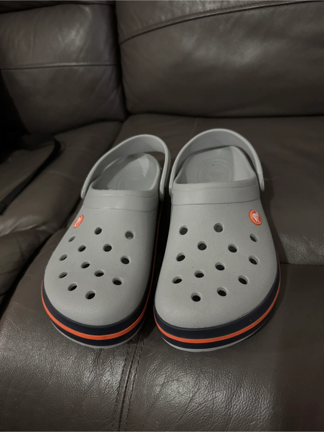 Crocs Classic Clog Sandals Gray Orange Navy Size 9M/11W