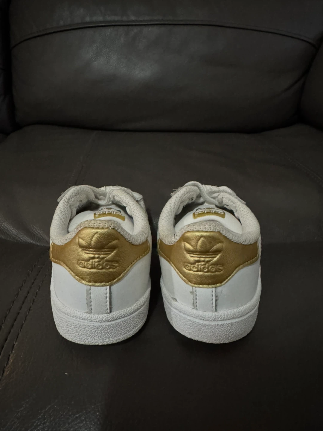 Adidas Superstar Toddler Shoes White Gold Size 7K - photo 3
