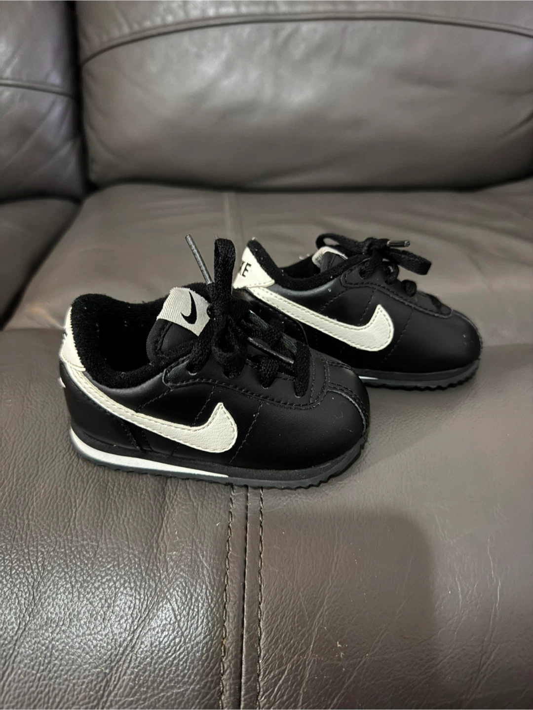 Nike Cortez Infant Shoes Black White Size 4C