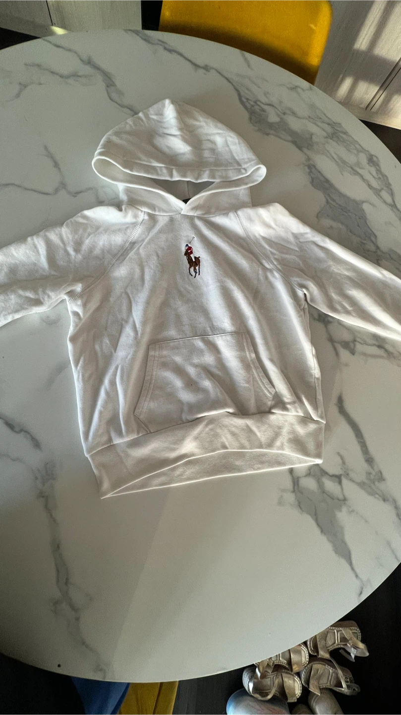Ralph Lauren White Hooded Sweatshirt - Size L (12-14)