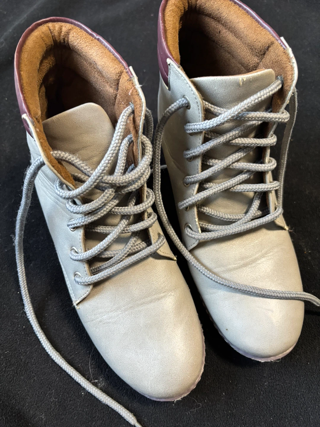 woman Grey Lace-Up Ankle Boots size 9