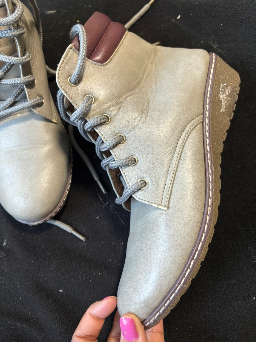 woman Grey Lace-Up Ankle Boots size 9 - photo 4