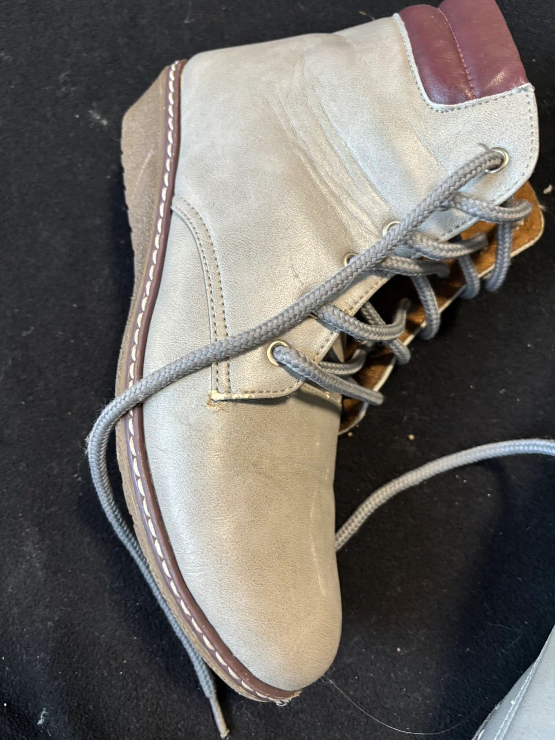 woman Grey Lace-Up Ankle Boots size 9 - photo 5