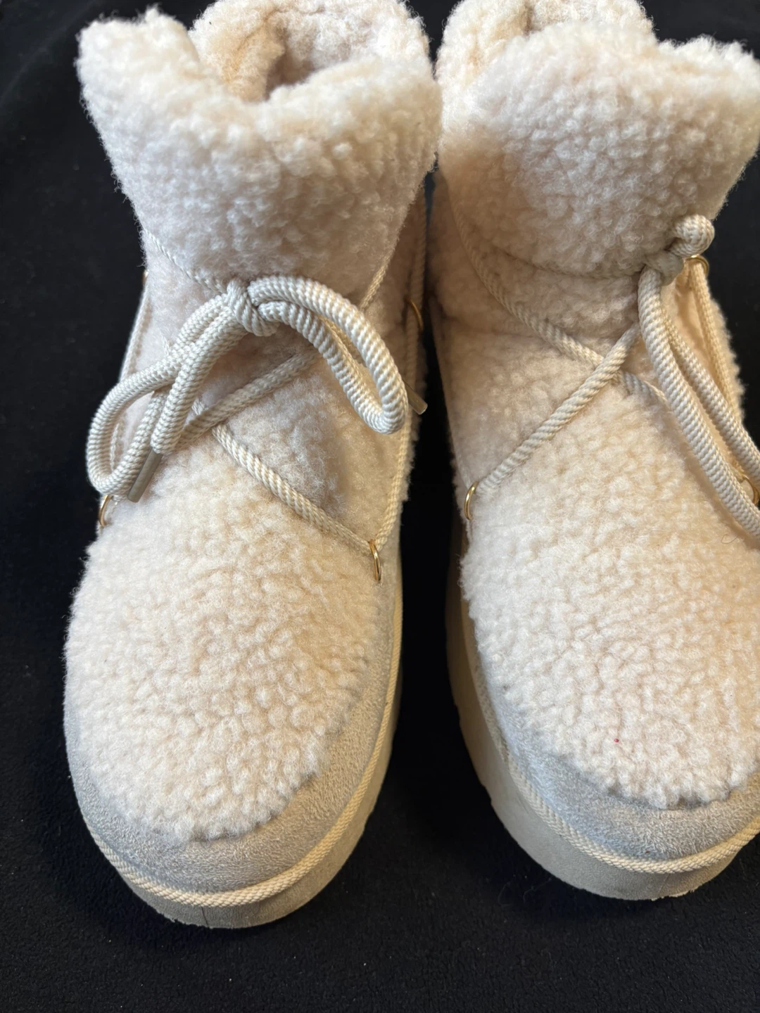 woman Cream Fleece Lined Ankle Boots - photo 2