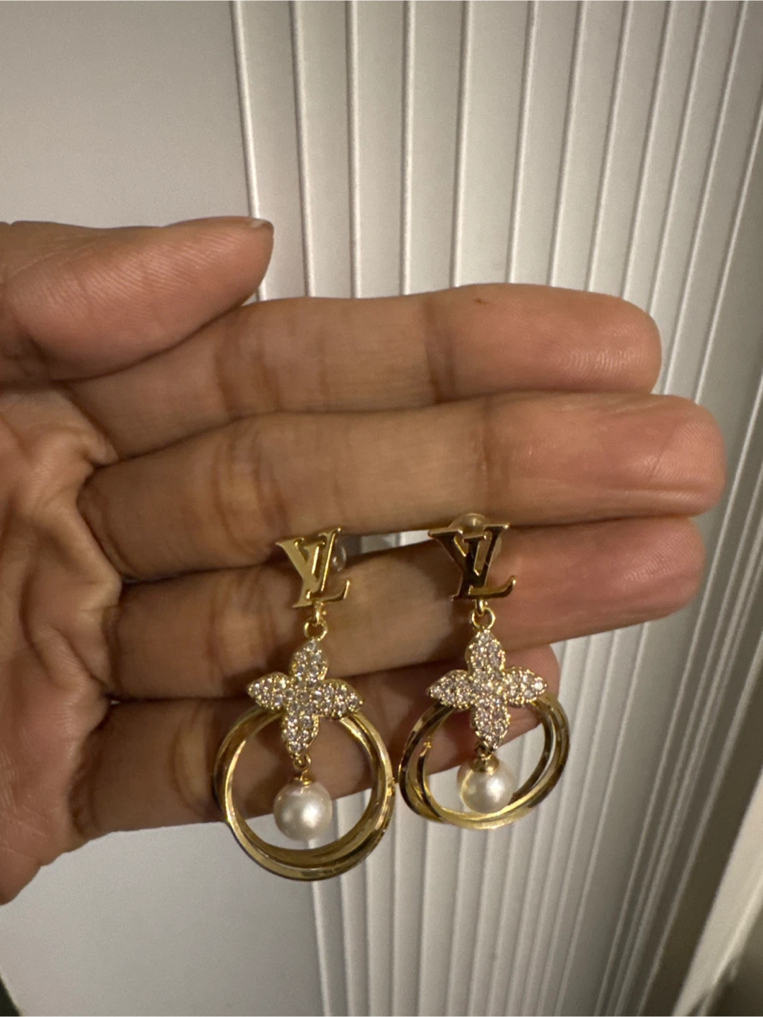 Louis Vuitton Inspired Earrings with Pearls