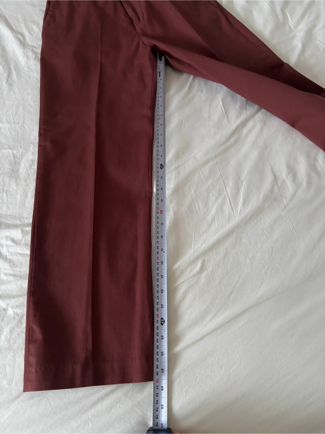Zara High-Rise Straight-Leg Twill Trousers in Brick Brown - photo 5