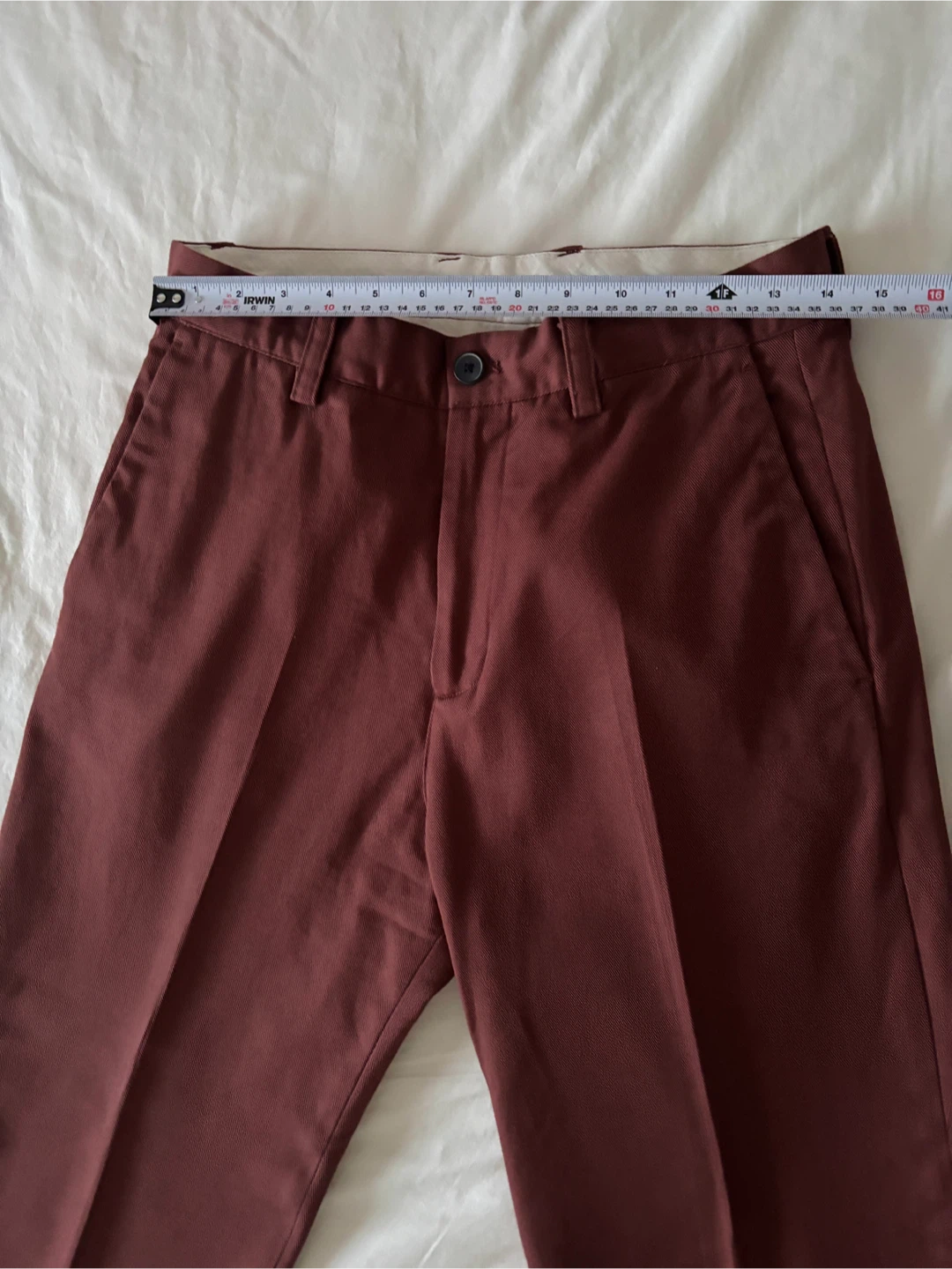 Zara High-Rise Straight-Leg Twill Trousers in Brick Brown - photo 4