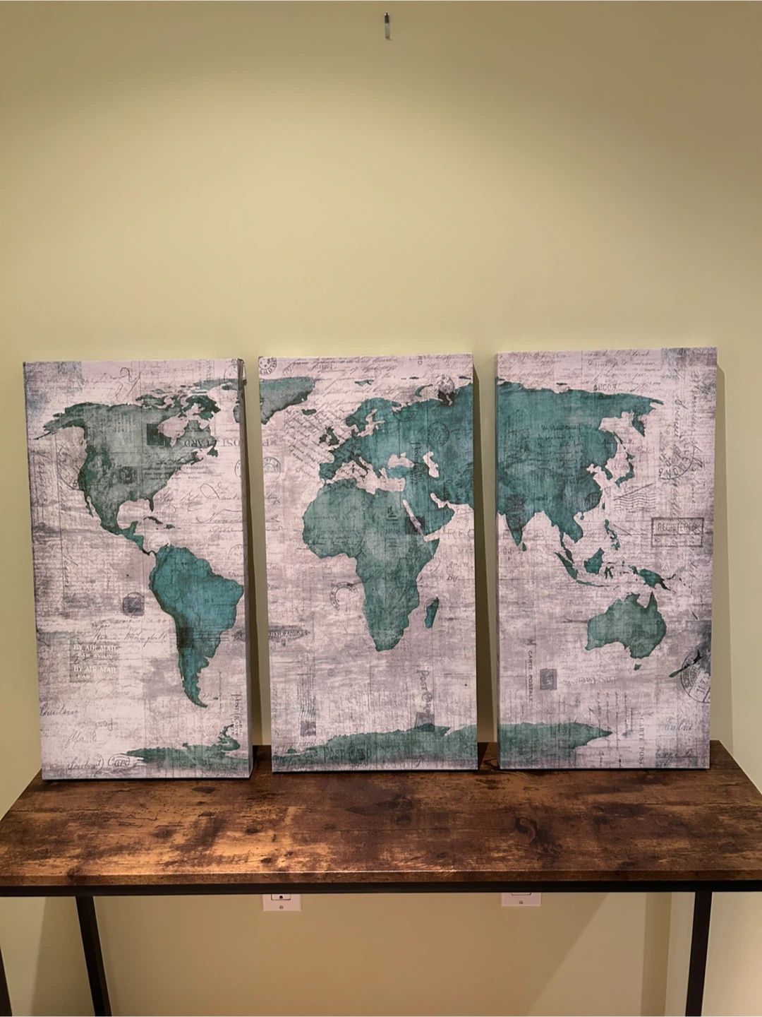 World Map Canvas Wall Art - 3 Piece Set