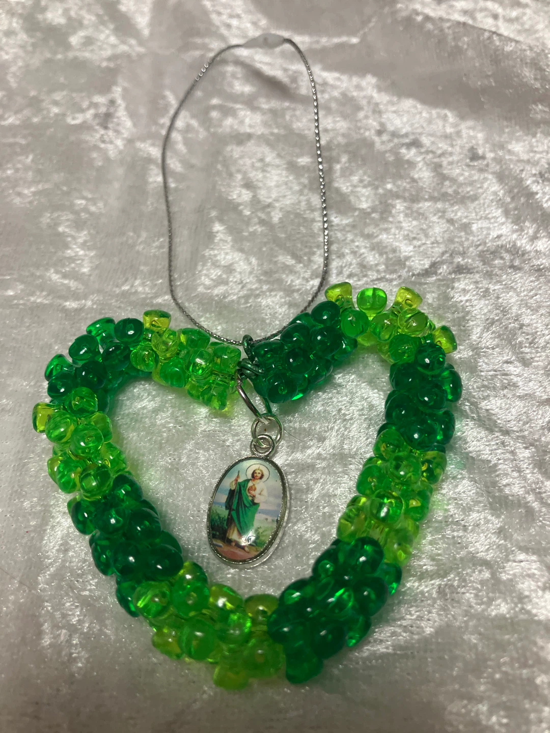 Heart Shaped Beaded Charm with St. Jude Pendant - photo 2
