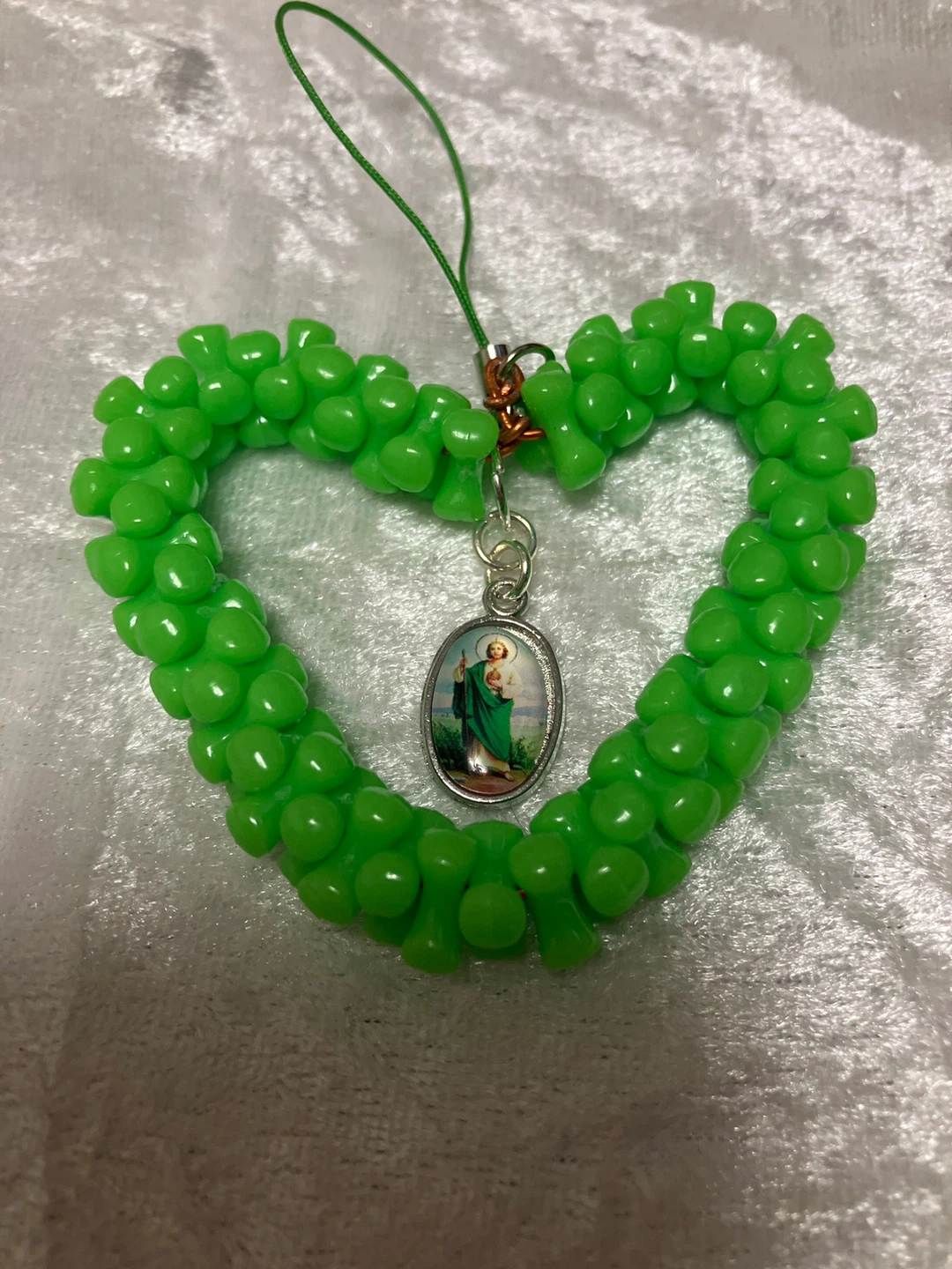 Heart Shaped Beaded Charm with St. Jude Pendant - photo 3