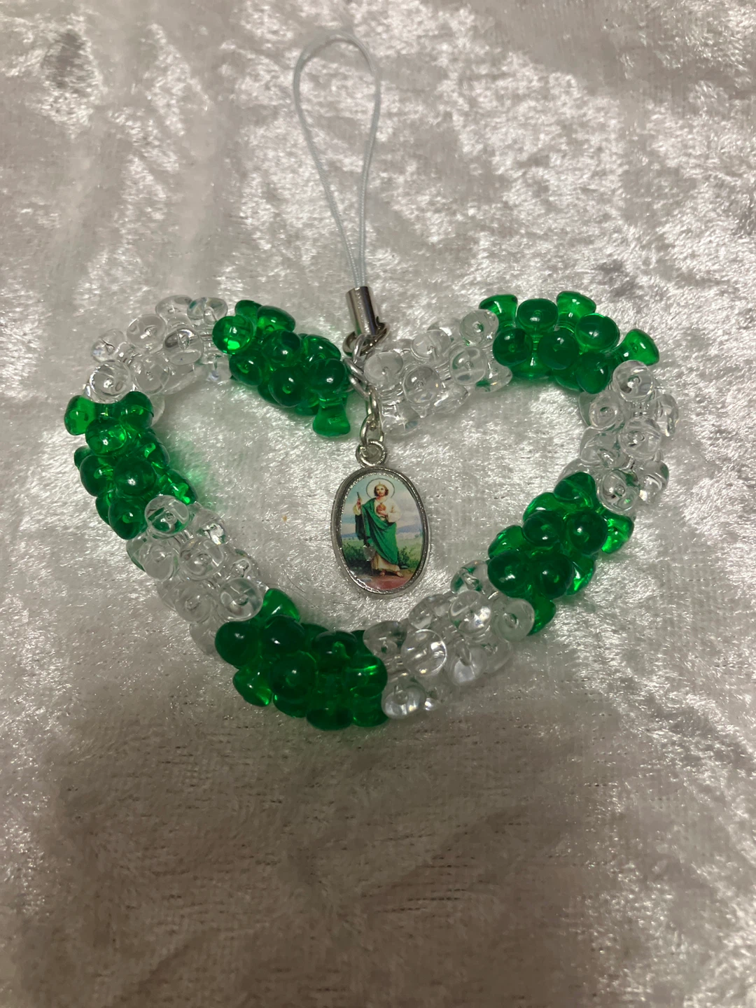 Heart Shaped Beaded Charm with St. Jude Pendant - photo 4