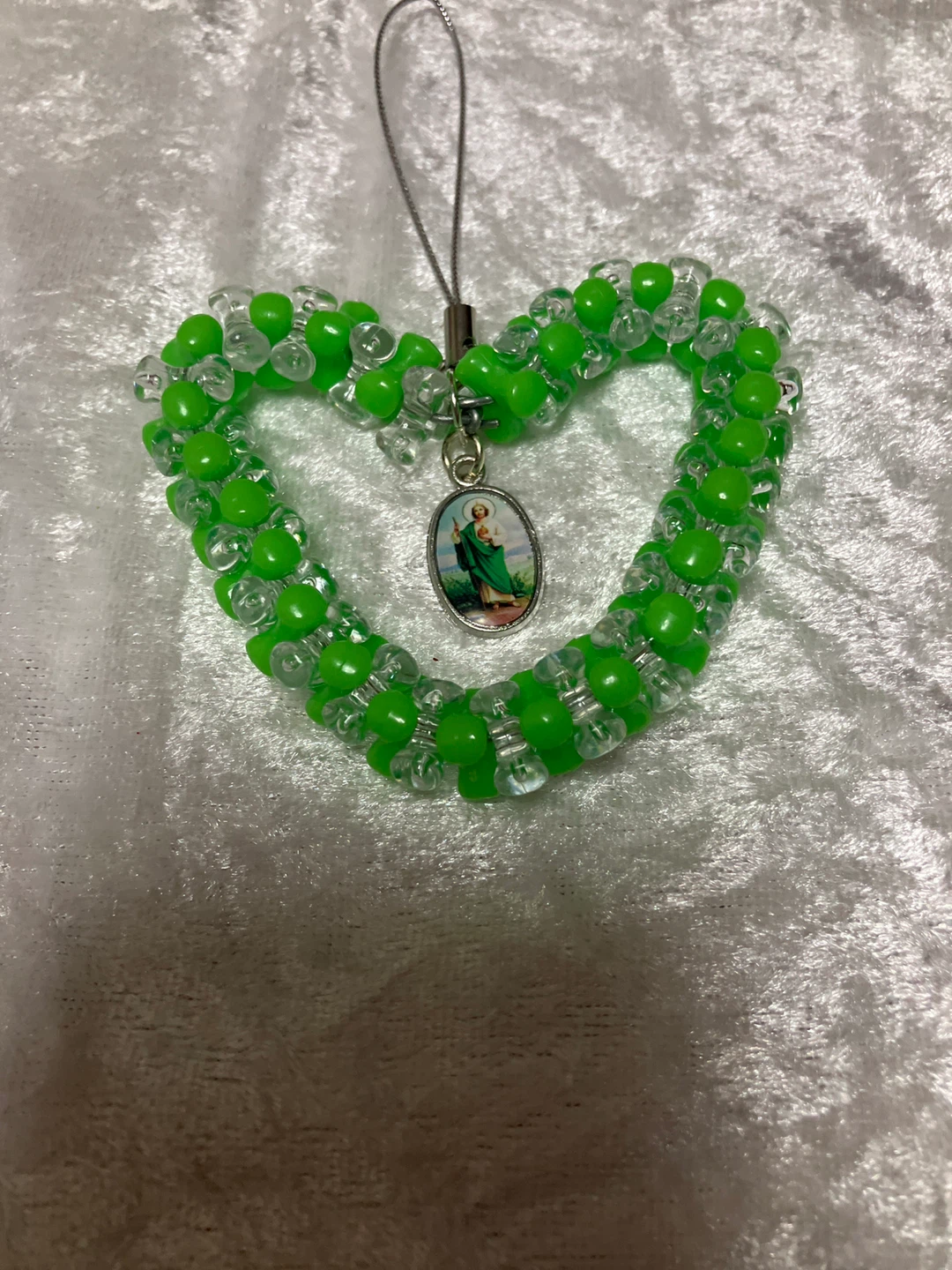Heart Shaped Beaded Charm with St. Jude Pendant - photo 5