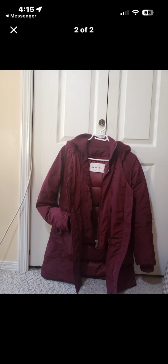 Babaton Maroon Winter Parka Coat with Fur Hood - photo 2