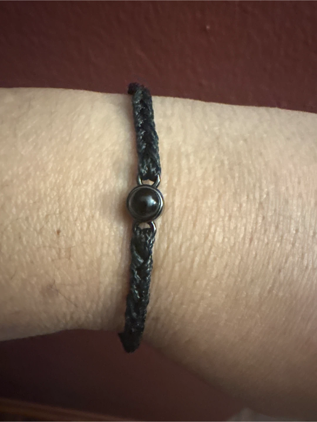 New Black braided bracelet with central bead
