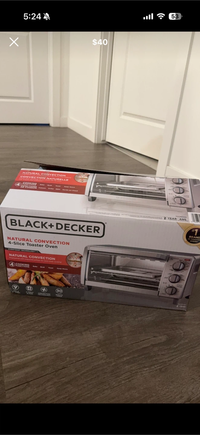 BLACK+DECKER 4-Slice Natural Convection Toaster Oven