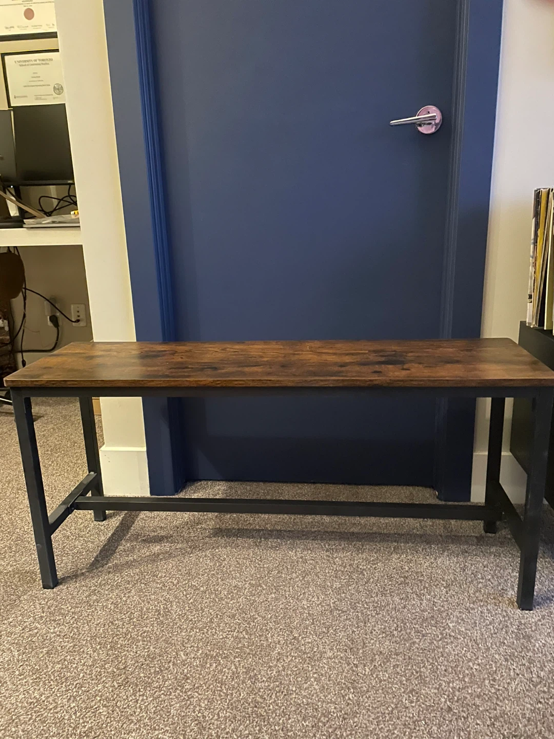 Rustic Wood Top Bench / TV Table with Black Metal Frame