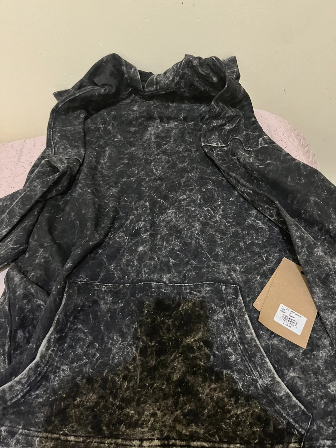 Black Marble Wash Hoodie Size M - photo 4