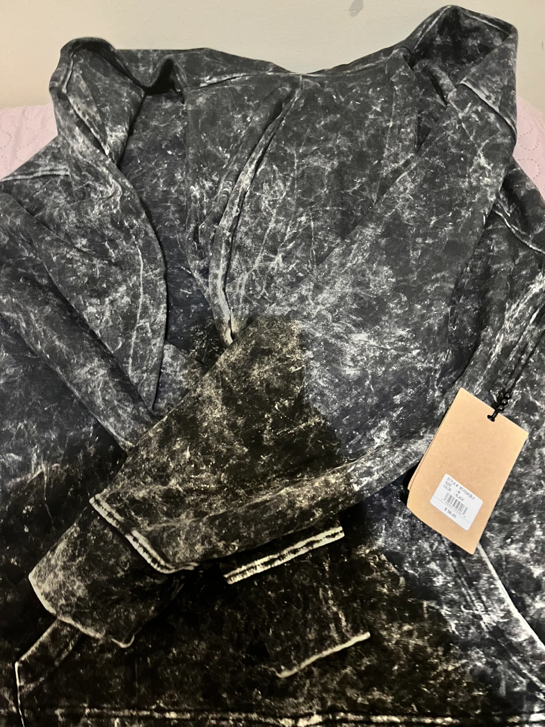 Black Marble Wash Hoodie Size M