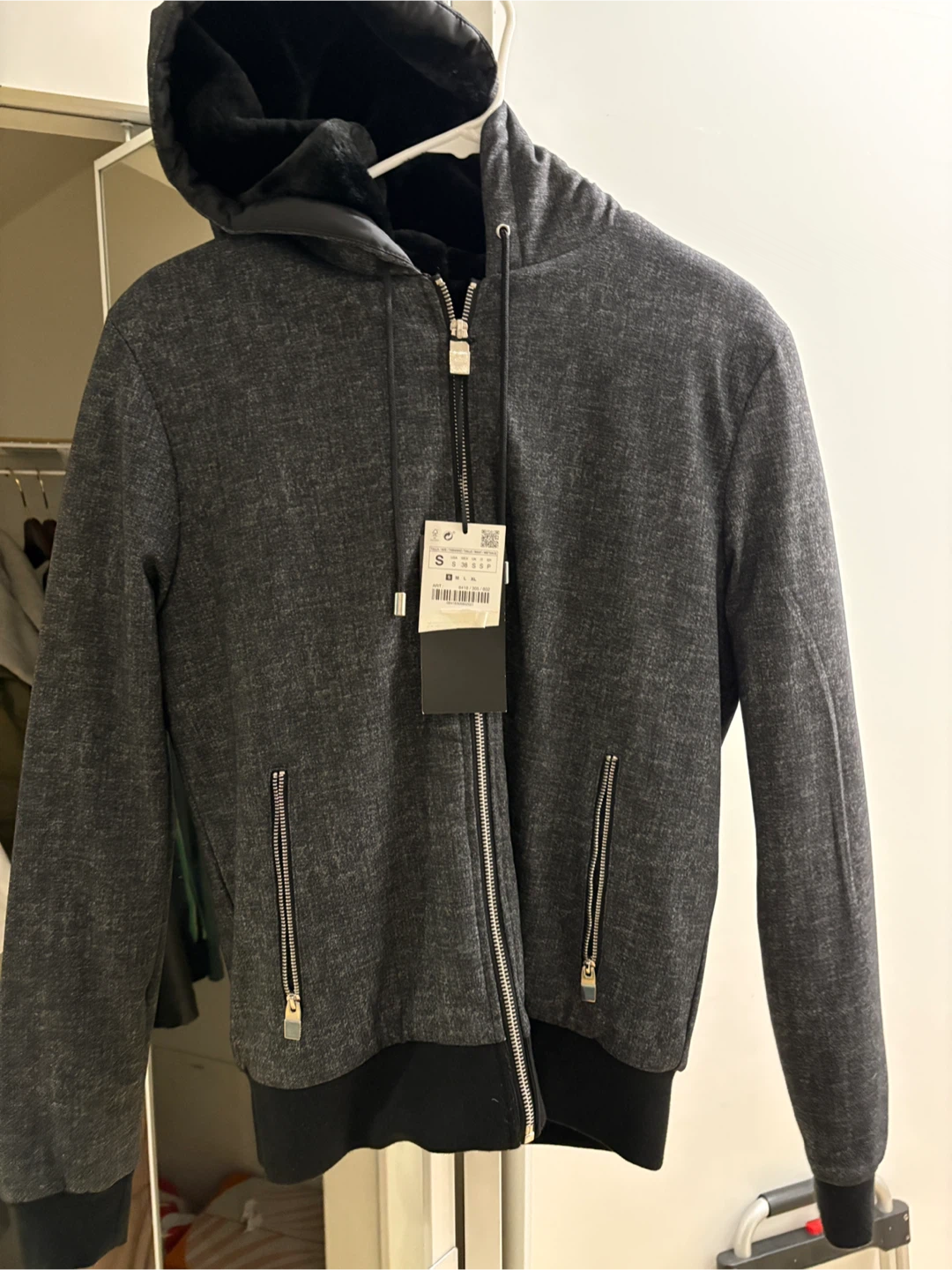 Zara Faux Fur Lined Hoodie Jacket