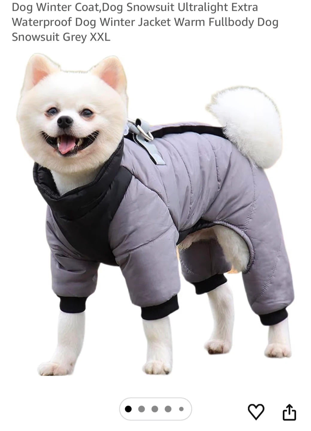 Dog Winter Coat - XX-Large - Grey