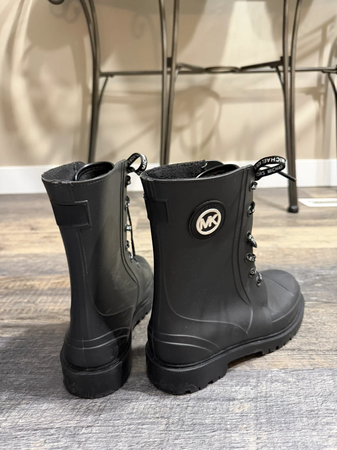 Michael Kors Black Rubber Lace-Up Rain Boots - photo 2