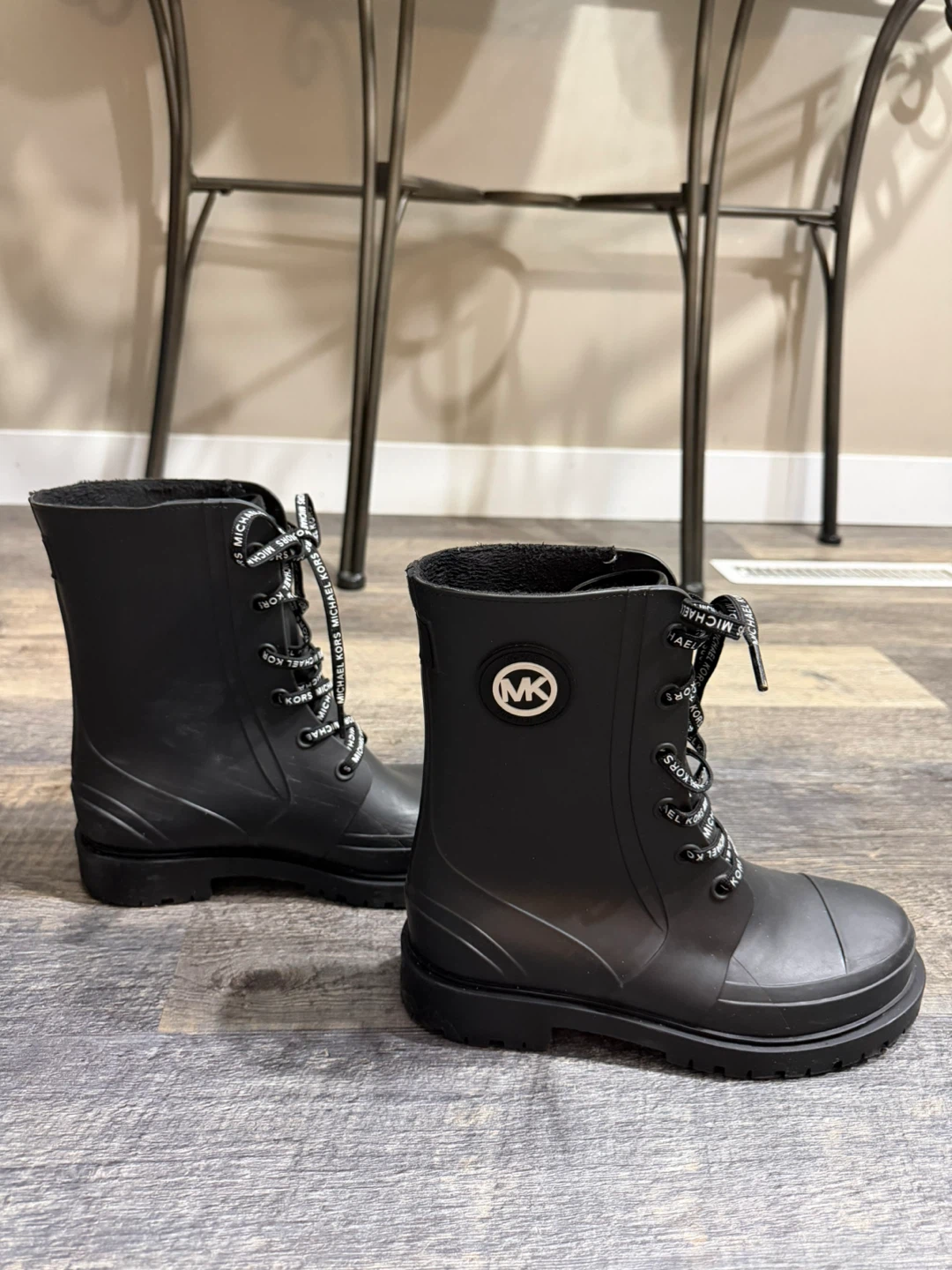 Michael Kors Black Rubber Lace-Up Rain Boots - photo 3