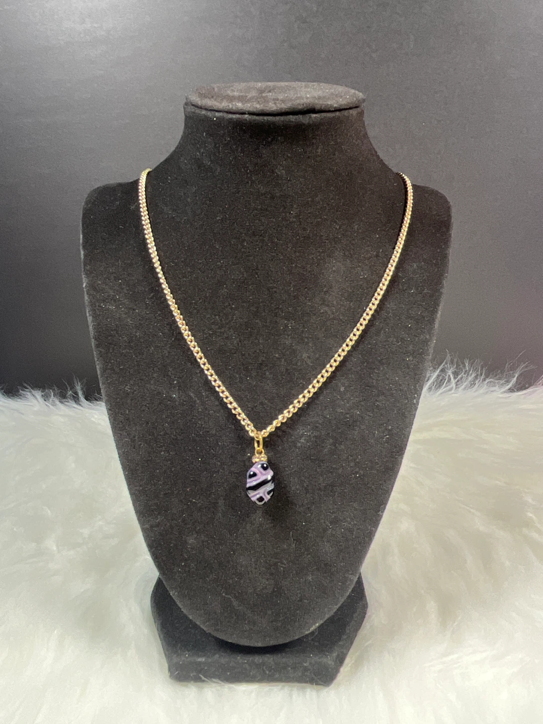 Gold Tone Necklace with Murano Glass Pendant
