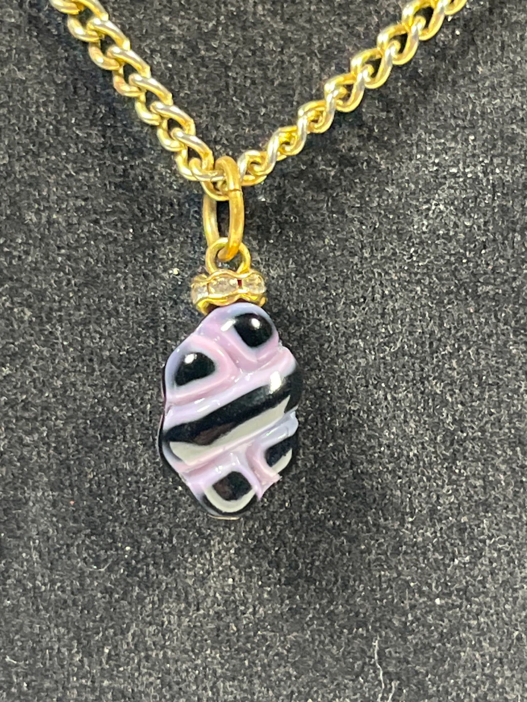 Gold Tone Necklace with Murano Glass Pendant - photo 2