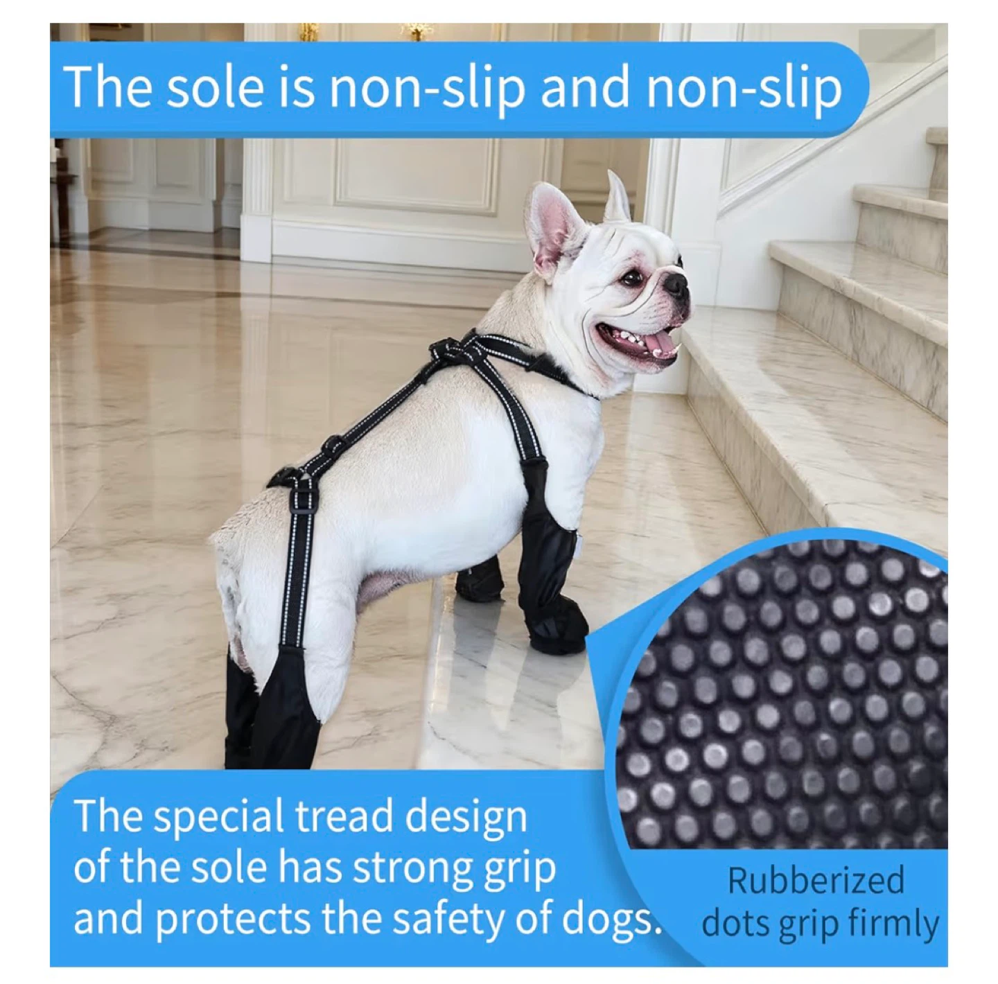 BECROWM Waterproof Dog Boots - Large (size adjustable), Black - photo 3