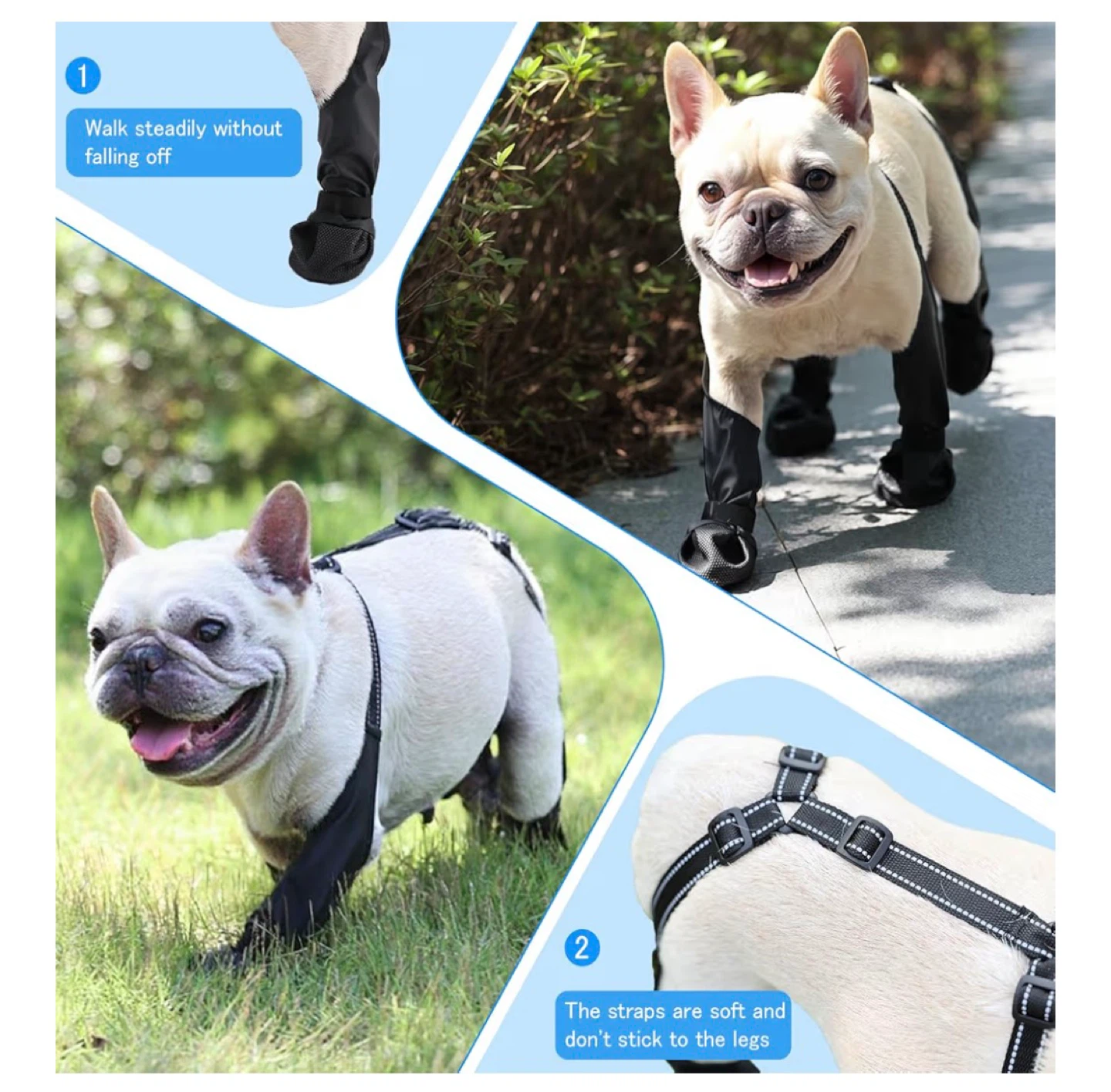 BECROWM Waterproof Dog Boots - Large (size adjustable), Black - photo 5