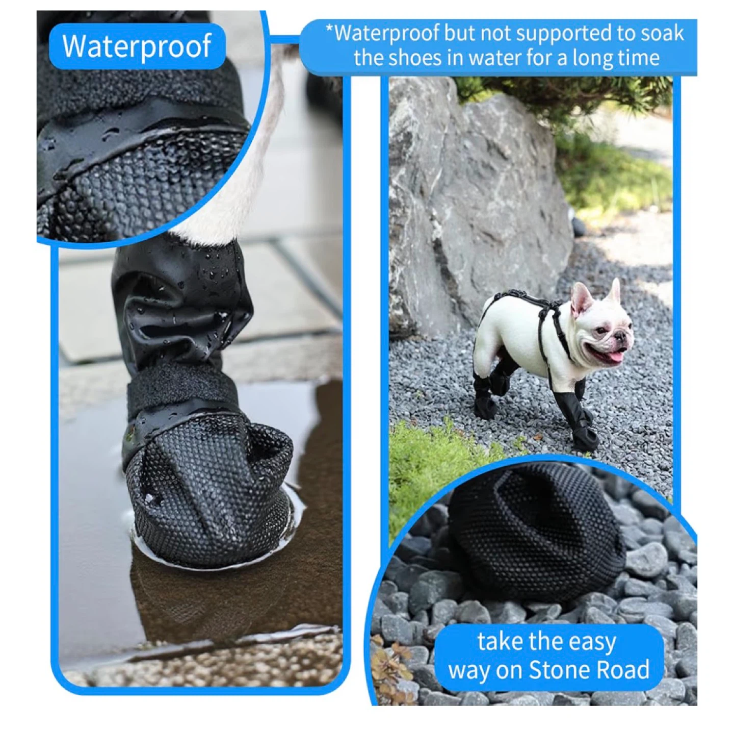 BECROWM Waterproof Dog Boots - Large (size adjustable), Black - photo 4