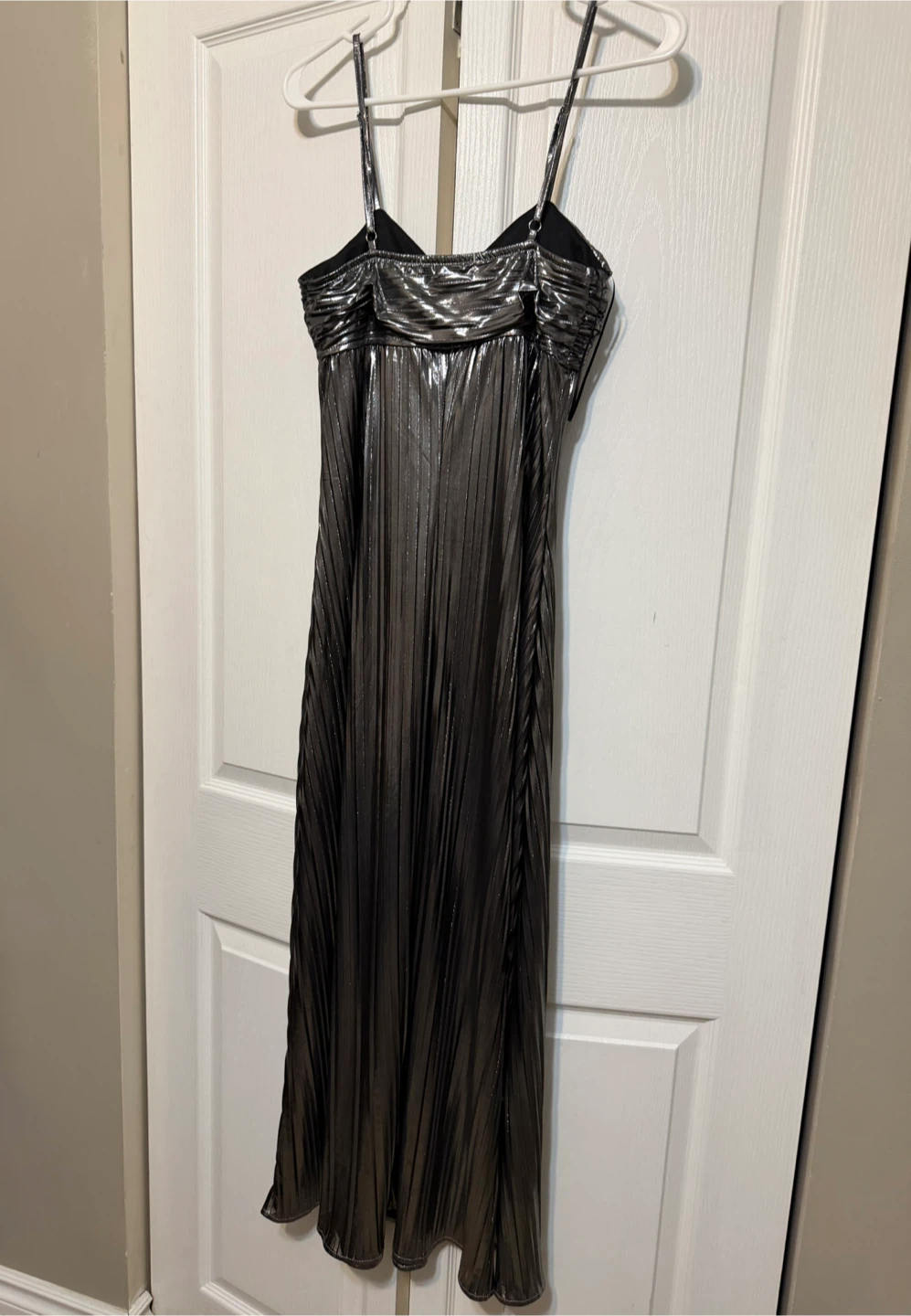 Metallic Silver Pleated Maxi Dress - photo 2