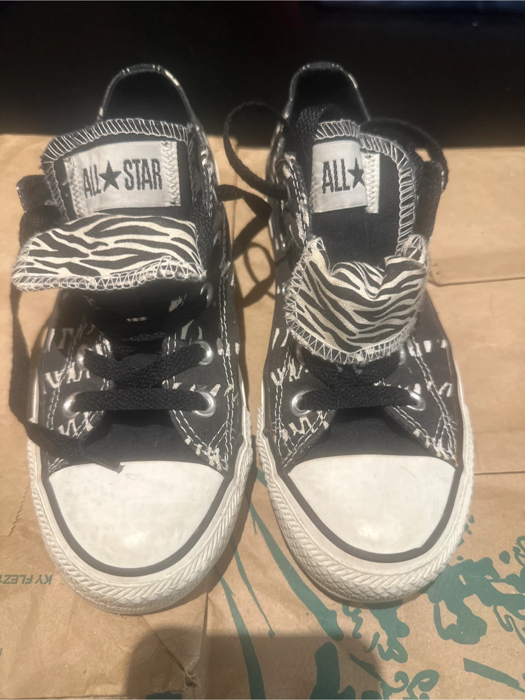 Converse All Star Sneakers Black White Zebra Print