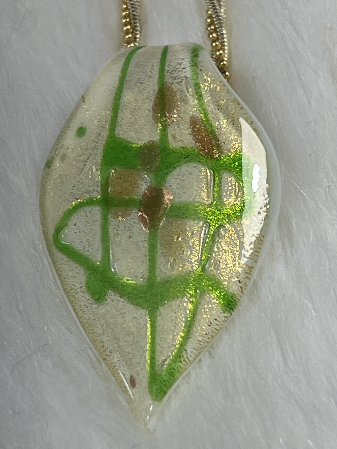 Glass Pendant Necklace with Gold and Silver Chain