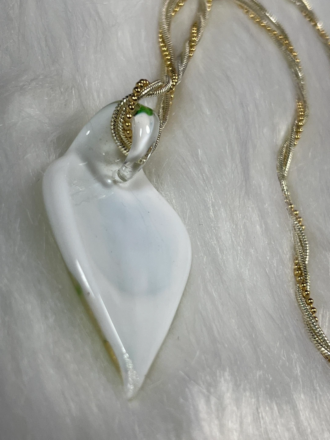 Glass Pendant Necklace with Gold and Silver Chain - photo 5