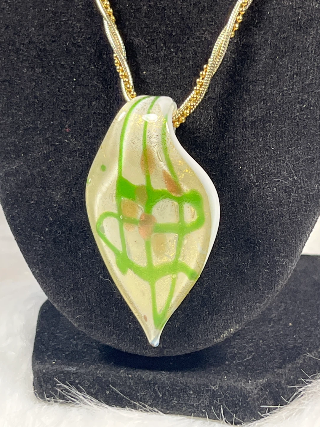 Glass Pendant Necklace with Gold and Silver Chain - photo 3