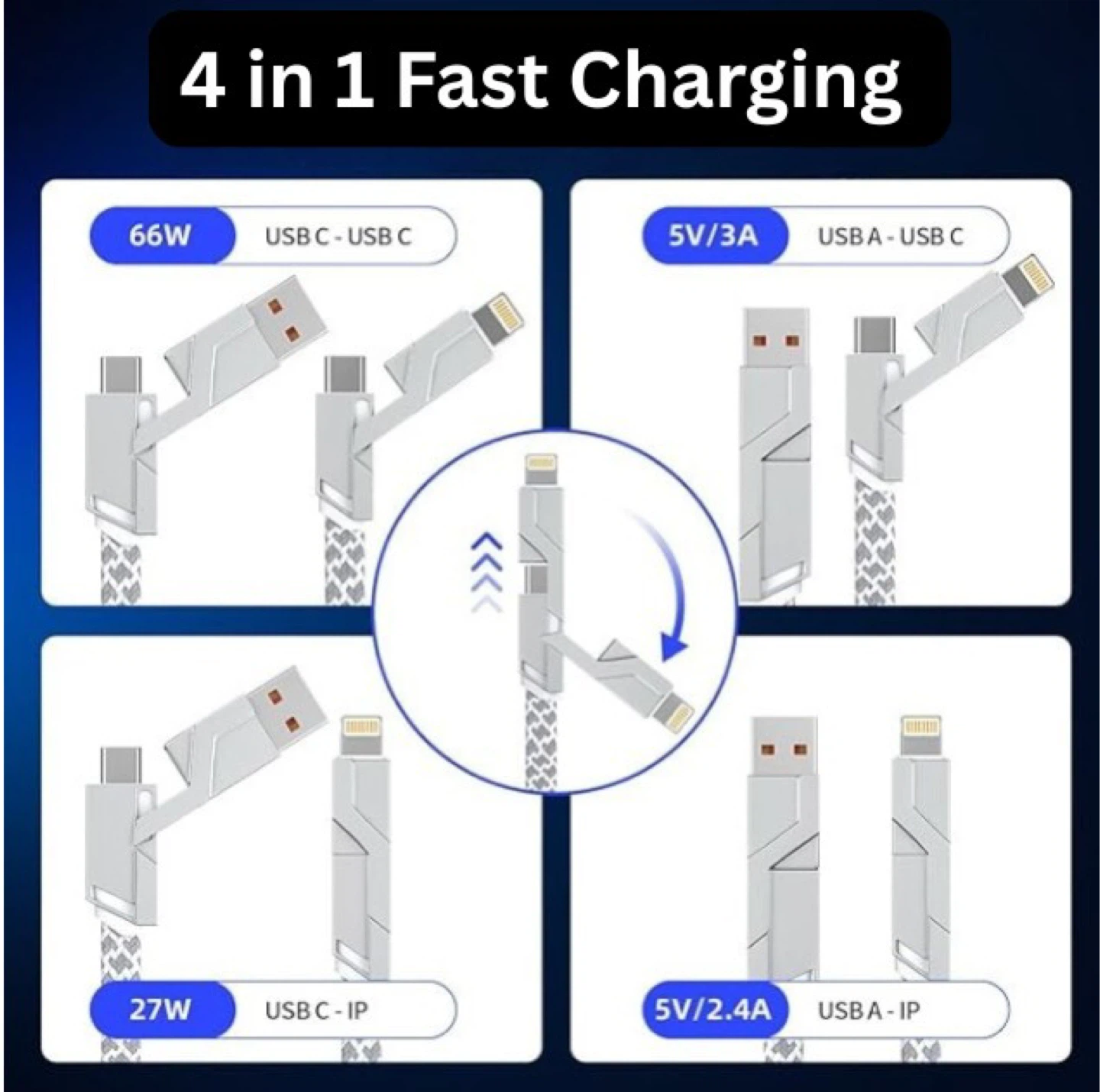 4 in 1 Charging Cable Fast Charging 2.4A,(4FT) - photo 2