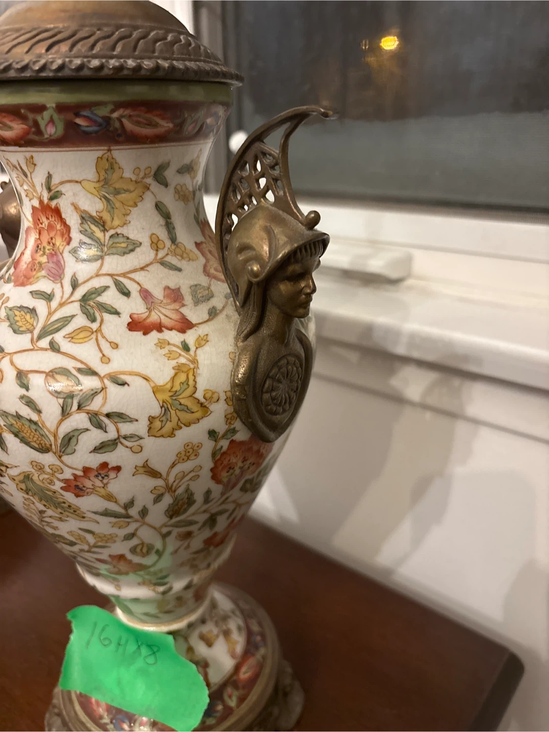Decorative Floral Urn with Ornate Handles - photo 2