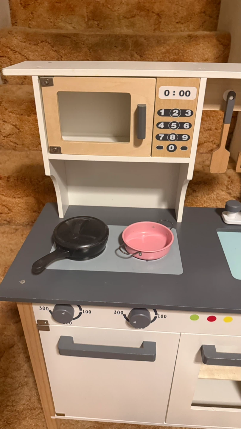 Kids Wooden Play Kitchen with Food Accessories - photo 5