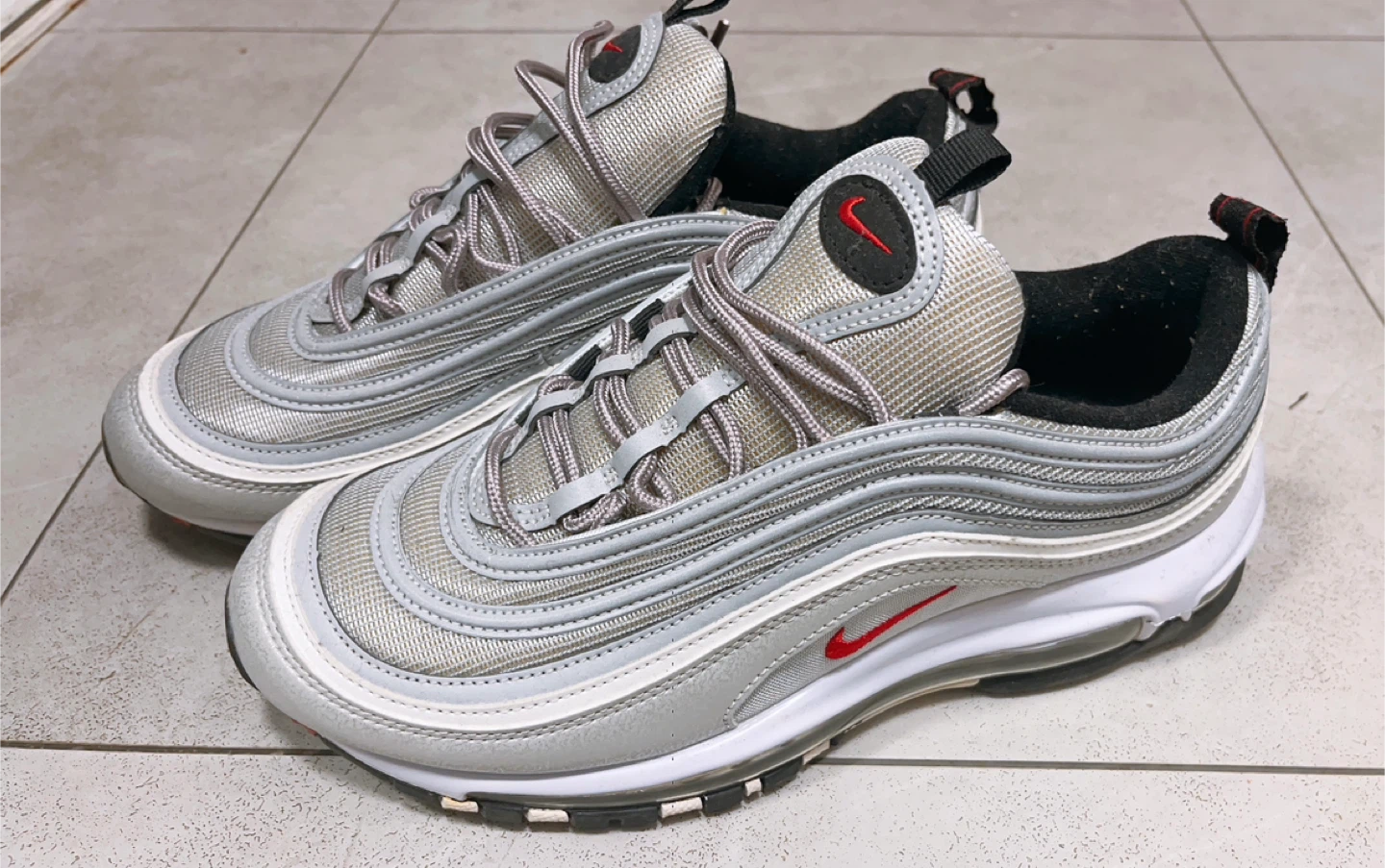 MEN Nike Air Max 97 Silver Red Shoes